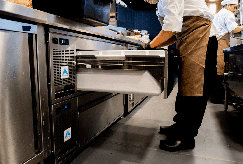 USA commercial kitchen with refrigerated drawer