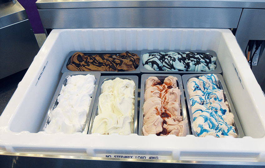 ice cream in adande refrigerated drawers